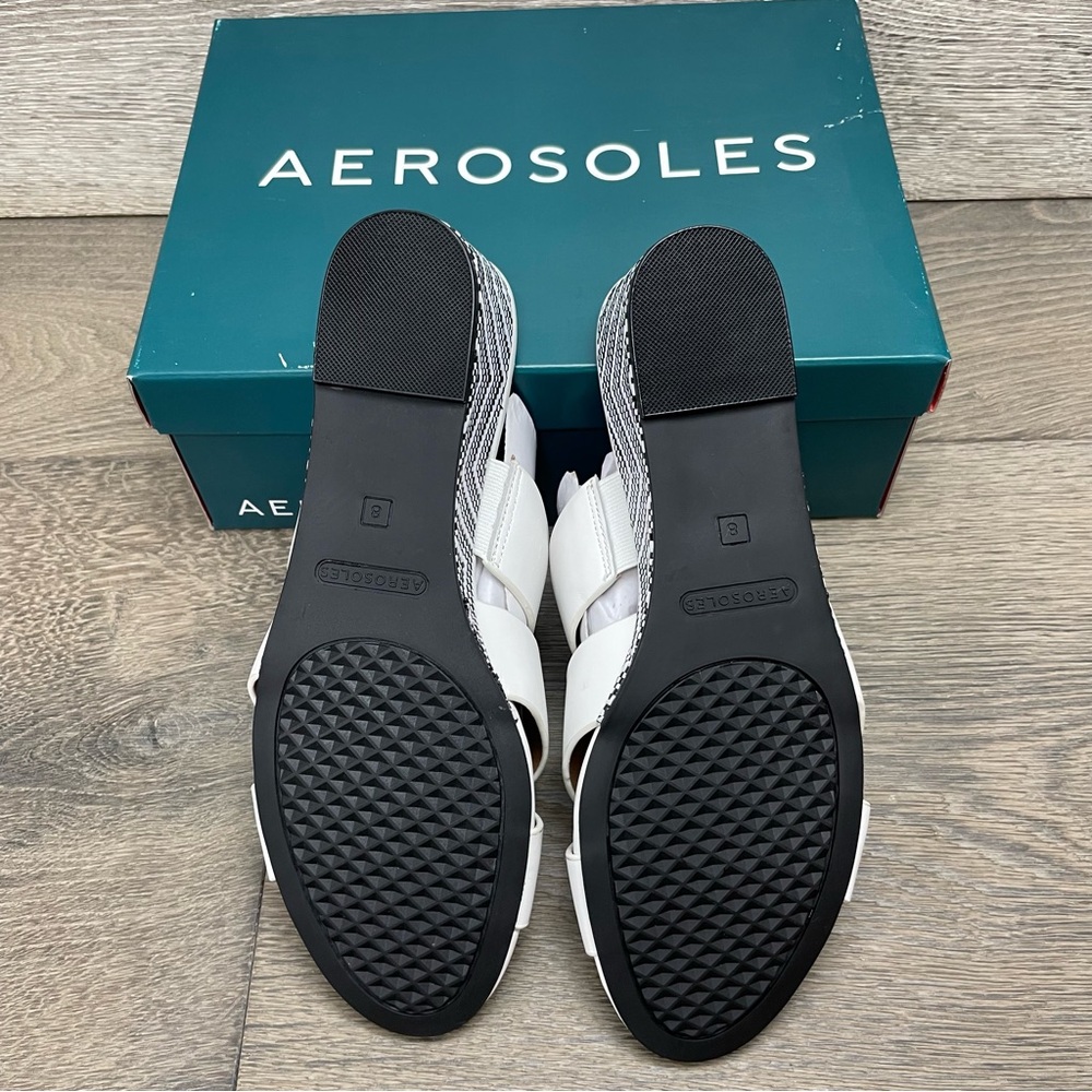 AEROSOLES women’s leather sandals, white wedge sandals NIB - Picture 4 of 13